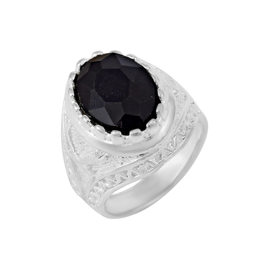 Silverplated Black Onyx Fingerring Men