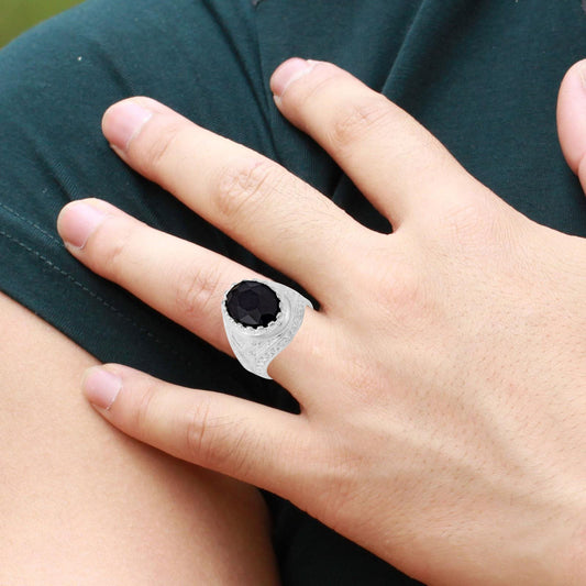 Silverplated Black Onyx Fingerring Men