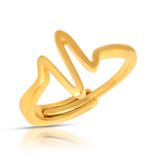 Brass Micron Goldplated Heart-Pulse fashion Adjustable fingerring