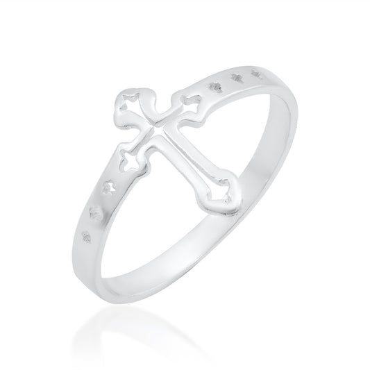 Silverplated Catholic Cross Christian Men Fingerring