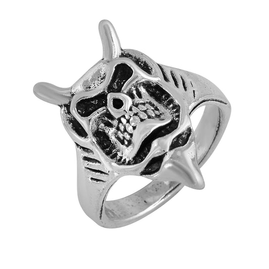 Silver plated Antique finish, Devils skull design, Fashion ring