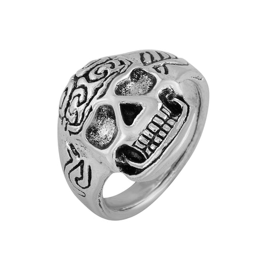 Silver plated Antique finish, Genius brain skull design, Fashion ring