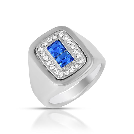 Silverplated Blue Sapphire Finger ring Men (ORRI5407)