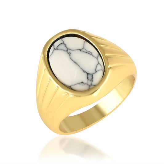 Goldplated WhiteTurquoise (Safed-Firoza) finger ring