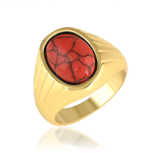 Goldplated Red Turquoise (Laal-Firoza) finger ring