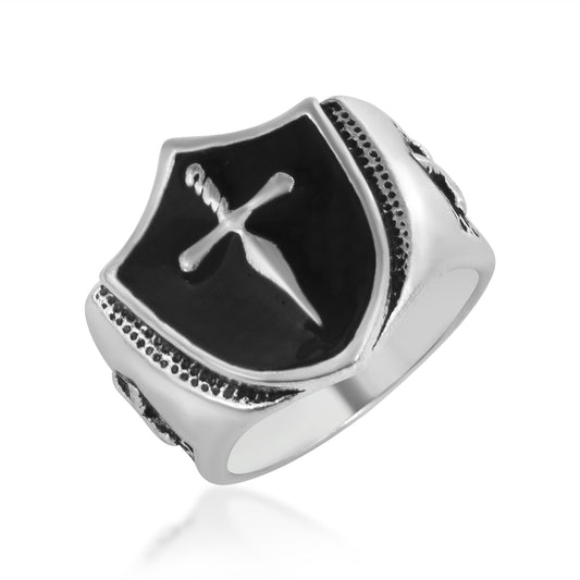 Oxidised Brass Sword on Shield design Fashion Fingerring