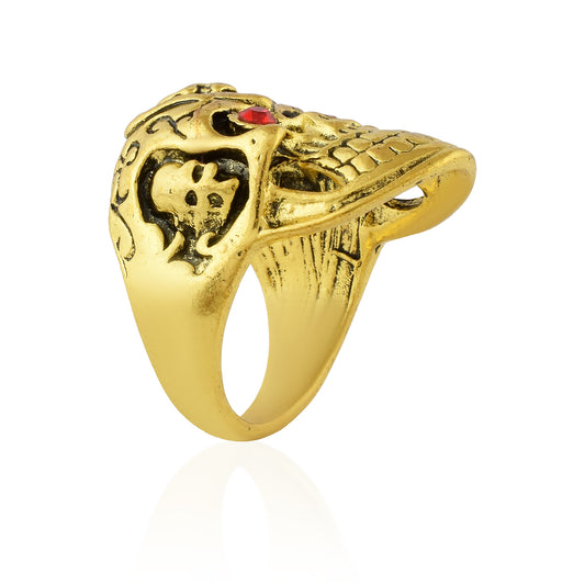 Brass Antique Gold Skeleton Skull Khopdi design finger Ring (ORRI5448)