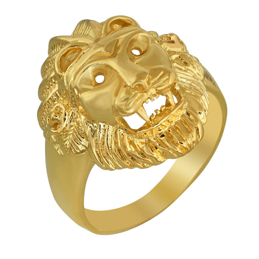 Gold plated Brass NARSIMHA tiger head, Super classic Fashion finger ring Men