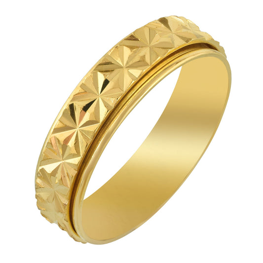 Brass Goldplated Carving shiny finger band challan Spinner fingerring