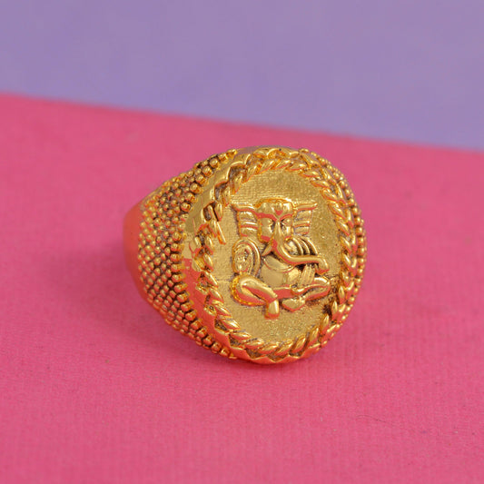 Goldplated Ganesh Men Fingerring (ORRM6484)