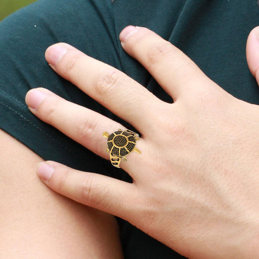 Brass Antique Goldplated Kachua fingerring Tortoise Fingerring (ORRM6554)