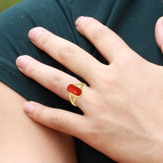 Goldplated Red stone Fingerring Astrology Men Women