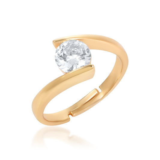 Brass Micron Goldplated Proposal purpose single CZ Imitation Diamond Solitaire finger ring