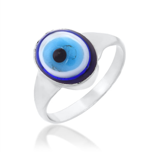 Silverplated Evil Eye Fingerring Men