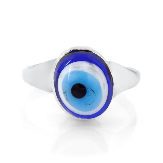 Silverplated Evil Eye Fingerring Men