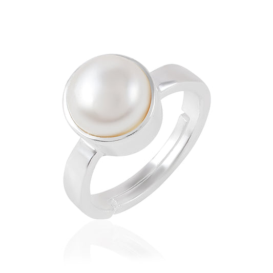 Pure Silver 7.25 Ratti white Pearl finger ring (ORRR3508)