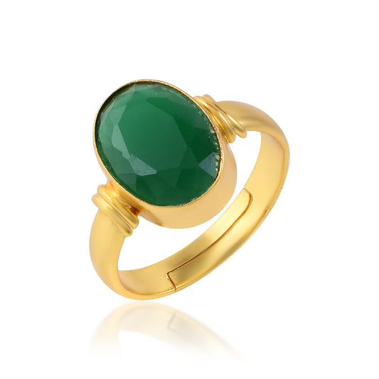 Brass Gold Natural Panna Emerald Fingerring (ORRR3514)