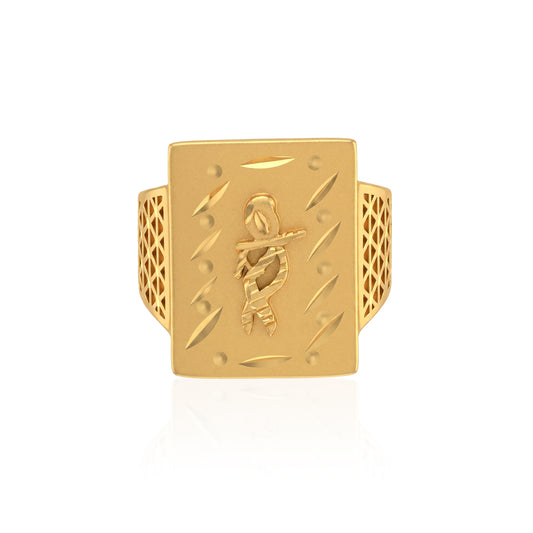 Premium Brass Micron Gold Plated Lord Krishna Motif Statement Ring (ORSV1031)