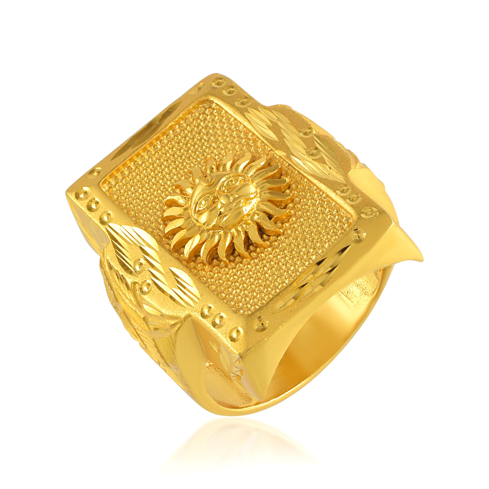 Brass 24KT Micron Gram Gold Sun Finger ring Men (ORSV1076