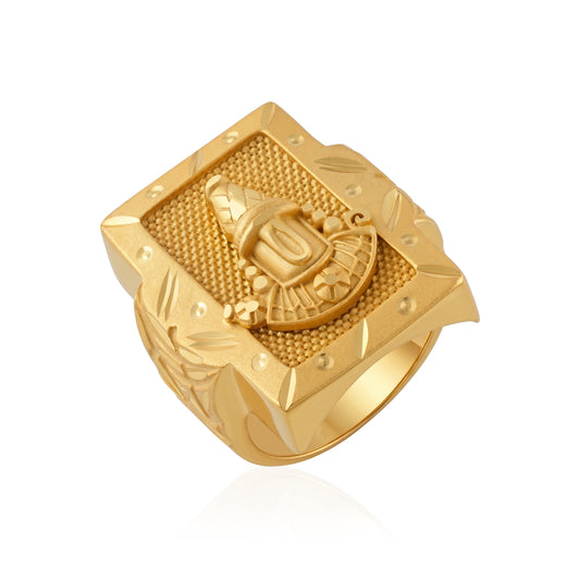 Brass 1 Gram gold covered Tirumala Tirupati Balaji Men finger ring (ORSV1346)
