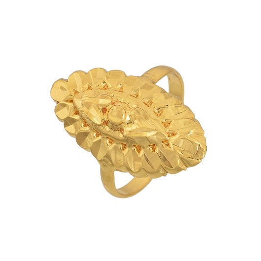 Brass 24KT yellow Gold plated, filigree, long boat design (Marquoise shape), finger ring