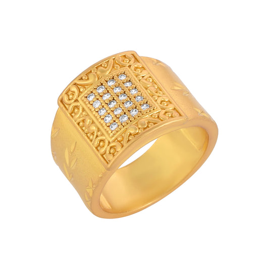 Brass Goldplated Imitation Diamond Wedding fingerring Men