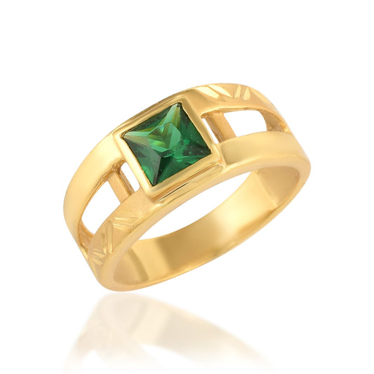 Brass Goldplated Faux Zambian Emerald Wedding Engagement Fingerring