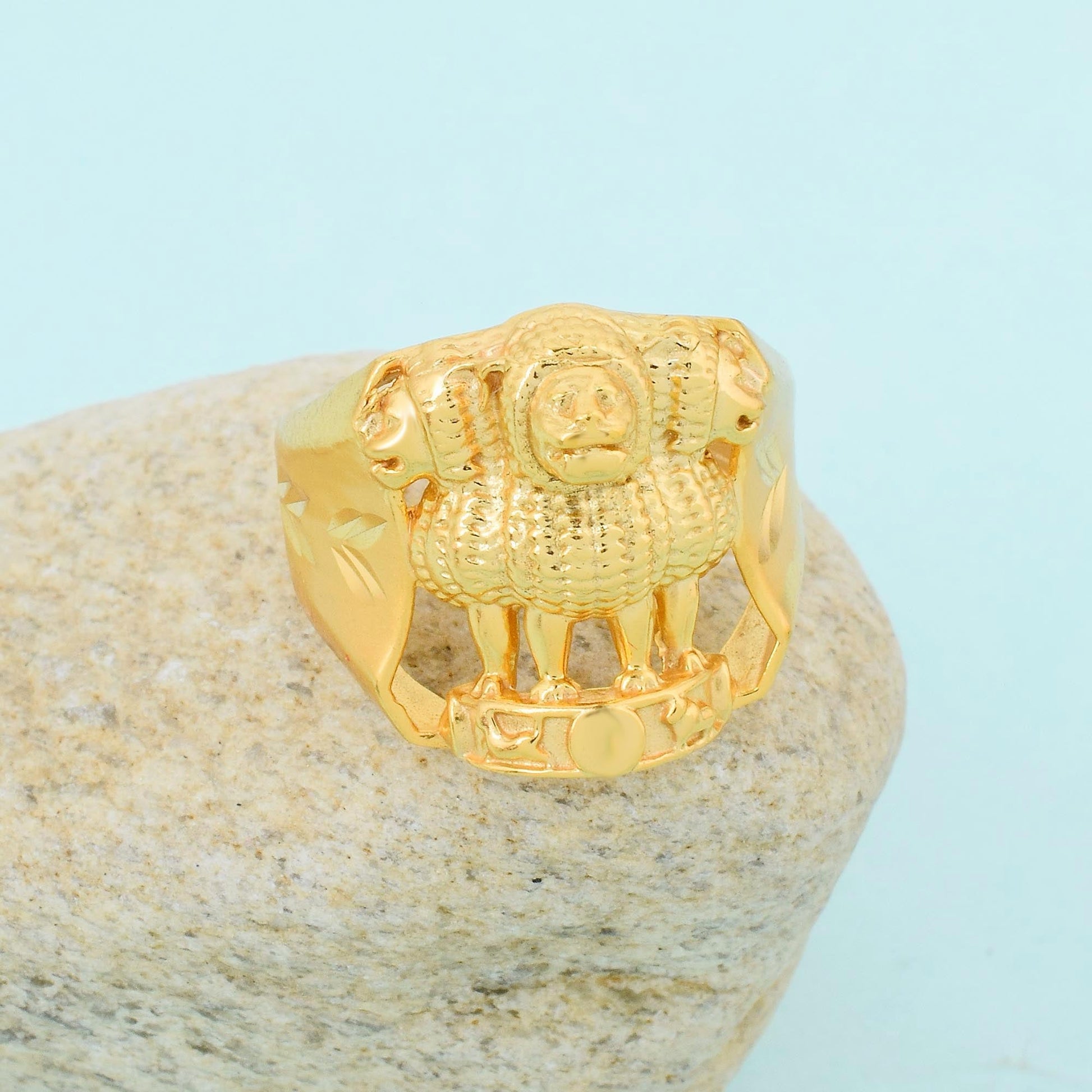 Gold plated India Emblem Lion finger ring (ORSV1701) – Superstore18