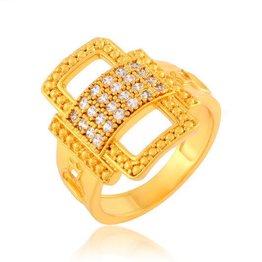 Brass Goldplated Imitation Dimaond Luxe Fashion Stylish Wedding Jewellery Fingerring Men