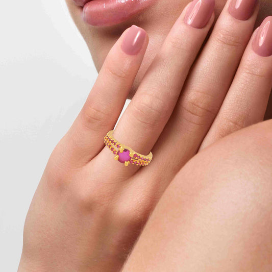 Gold plated Imitation Burma Ruby stylish Fashion finger ring