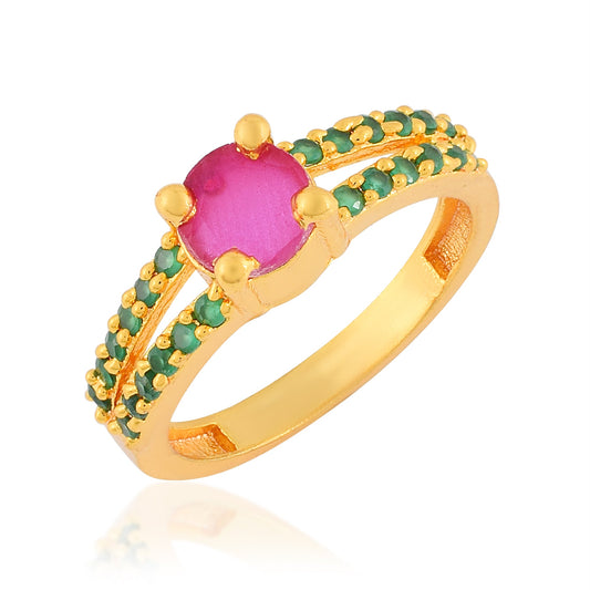 Gold plated Imitation Burma Faux Emeralds stylish Fashion finger ring for Women