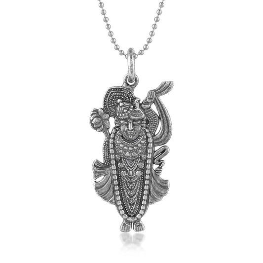 Brass Antique silver Nathdwara ShriNathji pendant (PCAJ3022-AS)