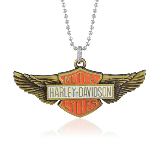 Brass Harley Davidson inspired bikers chain pendant