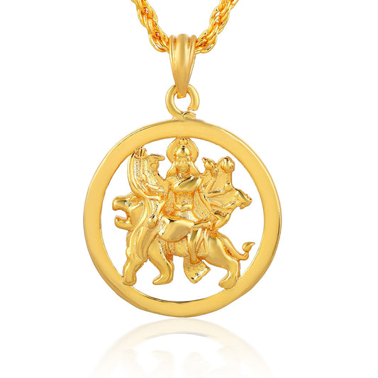 Gold plated Brass, Durga Sherawali mata Chain god pendant