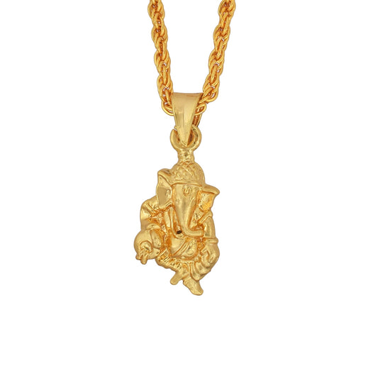 Gold Plated Ganesh ganpati Vinayak, Vakratunda Image Chain Pendant