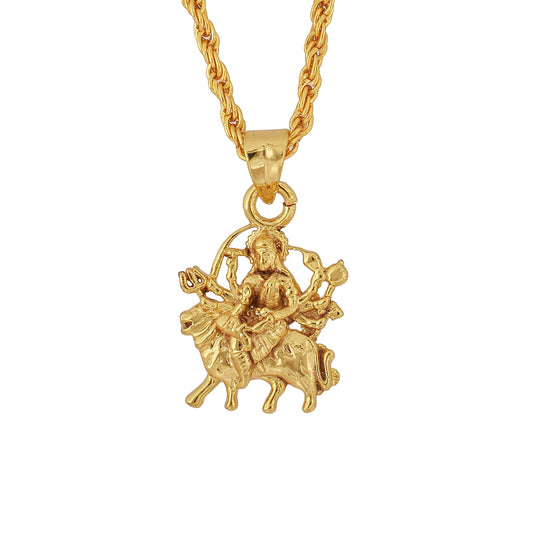 Gold plated Brass, Maa Durga Sherawali maa Hindu God Chain pendant