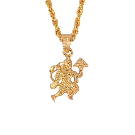 Gold plated Bajrang bali Pawan putra hanuman with Sanjeevani design chain pendant