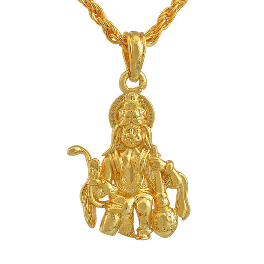 Gold plated Brass , Ram Bhakt Hanuman Bajrang Bali, small and sober, stylish Pendant