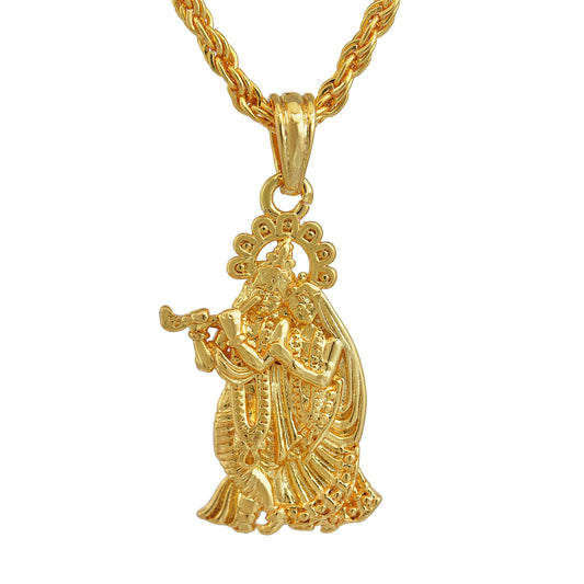 Gold plated Brass, RADHA KRISHNA, small and sober, stylish Pendant