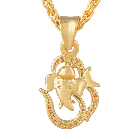 Gold plated OM Ganesh pendant Hindu god