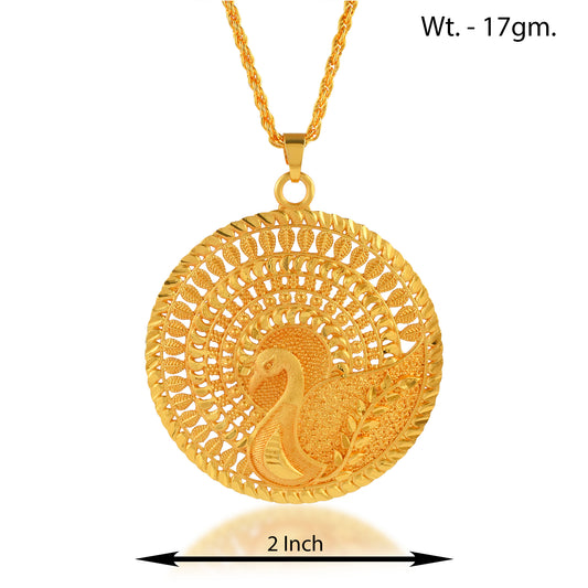 Brass 24KT Micron 1 Gram Gold Peacock motif Pendant Necklace (PCCG4371)