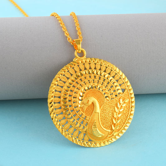 Brass 24KT Micron 1 Gram Gold Peacock motif Pendant Necklace (PCCG4371)