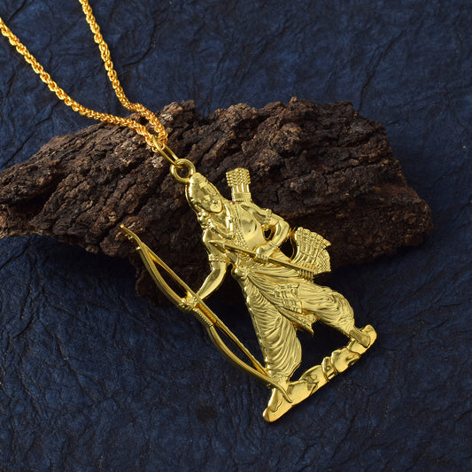 Brass Gold Reversible Shri Ram pendant (PCDM3738)