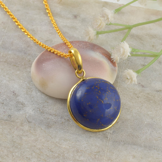 Micron Gold Original Afghani Natural Lapis Lazuli  Pendant (PCDM3751)