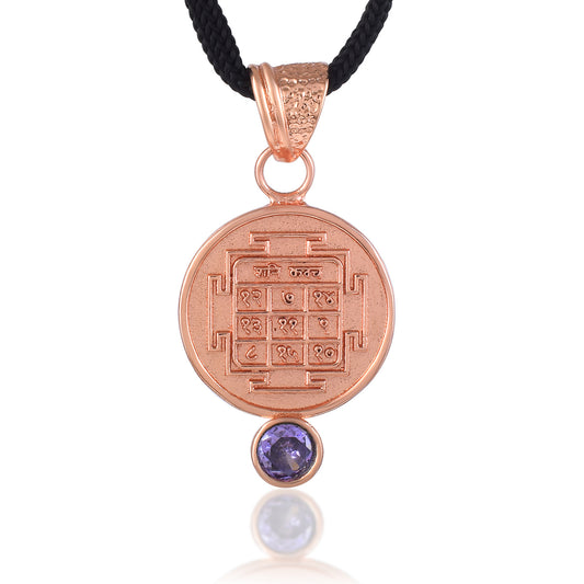 Pure Copper Shani dasha Suraksha Kawach Pendant with Neelam (PCDM3823)