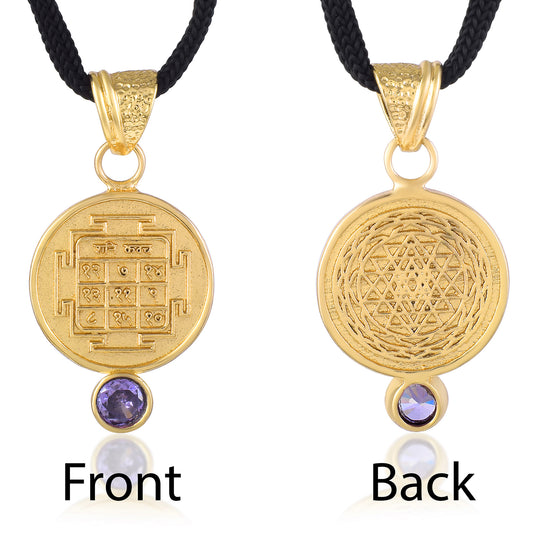 Pure Brass Shani Suraksha Kawach pendant with real Neelam (PCDM3831)