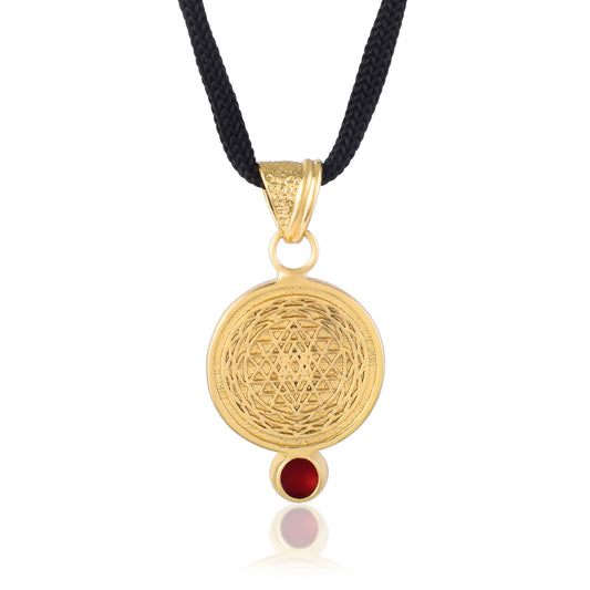 Pure Brass Gold plated Mangal Grah dosh Suraksha Kawach pendant with real Neelam (PCDM3832)