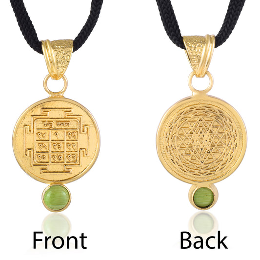 Pure Gold KETU grah Suraksha Kawach pendant with Natural Lehsuniya Cats Eye (PCDM3833)