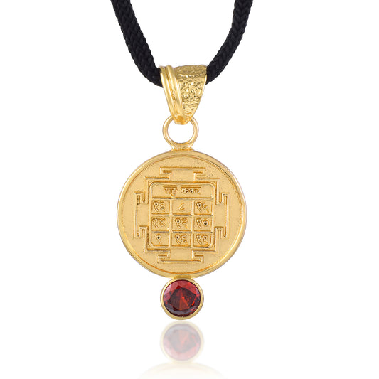 Brass Gold RAHU grah dosh Suraksha Kawach pendant with Gomed stone (PCDM3834)