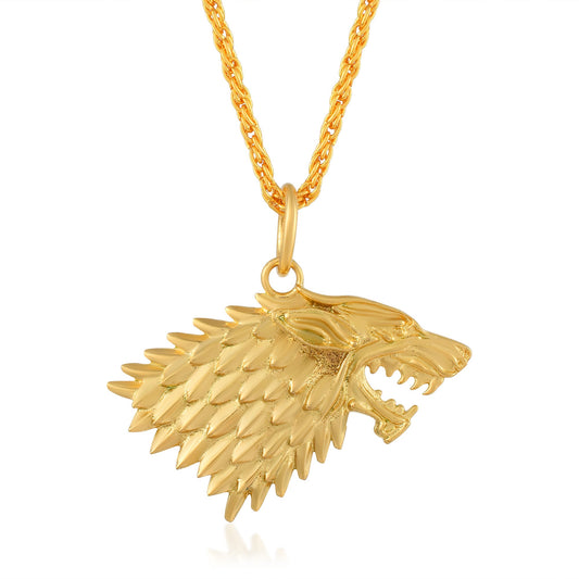 Brass Goldplated Wolf Head Design Fashion Pendant for Men